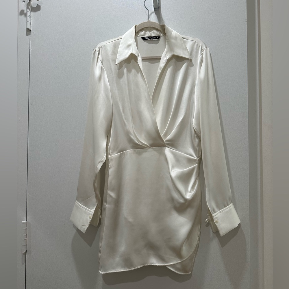 Zara Satin Dress in White